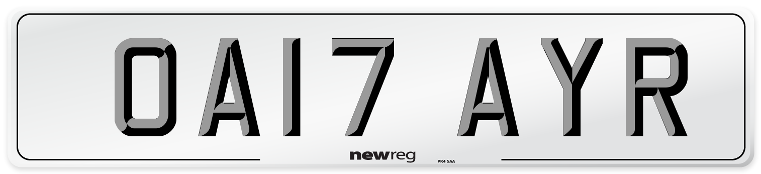OA17 AYR Number Plate from New Reg
